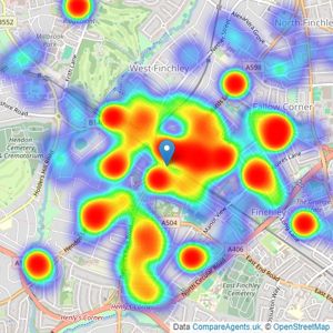 Winkworth - Finchley listings heatmap