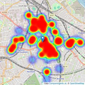 Winkworth - Forest Hill & New Cross listings heatmap