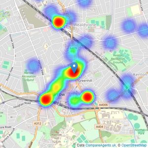 Winkworth - Harrow listings heatmap