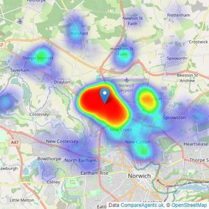 Winkworth - Hellesdon listings heatmap