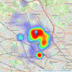 Winkworth - Kingsbury, Sales listings heatmap