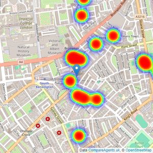 Winkworth - Knightsbridge & Chelsea listings heatmap