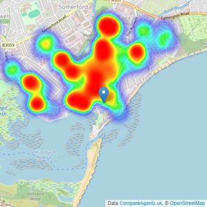 Winkworth - Mudeford listings heatmap