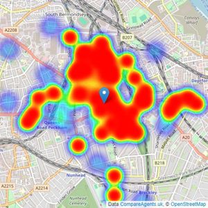 Winkworth - New Cross listings heatmap