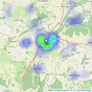 Winkworth - Petersfield listings heatmap