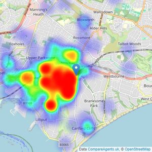 Winkworth - Poole listings heatmap