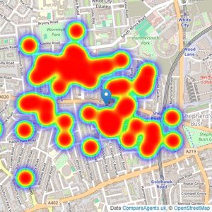 Winkworth - Shepherds Bush listings heatmap