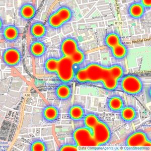 Winkworth - Shoreditch listings heatmap