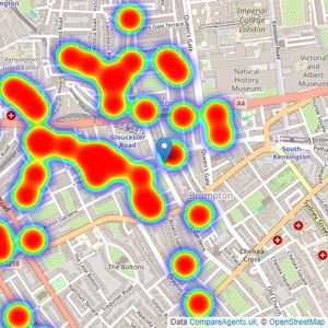 Winkworth - South Kensington - Sales listings heatmap