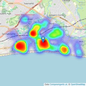 Winkworth - Southbourne listings heatmap