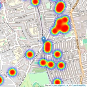 Winkworth - Southfields listings heatmap