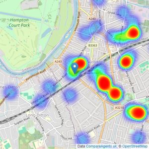 Winkworth - Surbiton listings heatmap