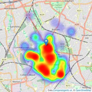 Winkworth - Tooting listings heatmap