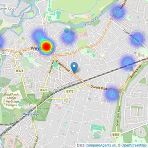 Winkworth - Weybridge listings heatmap