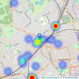 Winkworth - Wimbledon listings heatmap