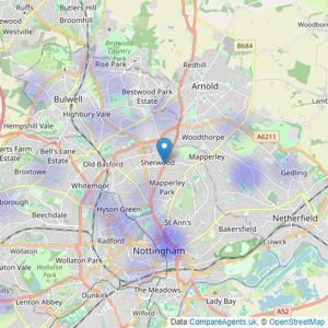 Wise Properties Sales and Lettings Ltd - Nottingham listings heatmap