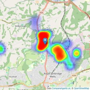 Wood & Pilcher - Southborough listings heatmap