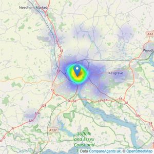 Woodcock & Son - Ipswich listings heatmap