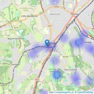 Woodcote Estate Agents Ltd - Surrey listings heatmap