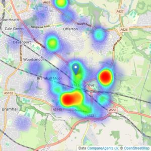 Woodhall Properties - Hazel Grove listings heatmap