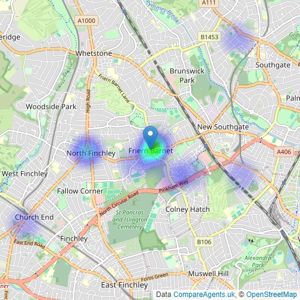 Woodhouse Estates - Friern Barnet listings heatmap