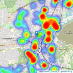 Woodlands Estate Agents - Redhill - Sales listings heatmap