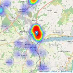 Woods Estate Agents - Auctioneers and Letting Agents., Kingsteignton listings heatmap