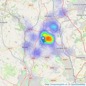 Woodward Estate Agents - Ripley listings heatmap