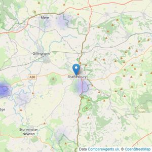 Woolley & Wallis - Shaftsbury Farm & Rural listings heatmap