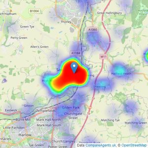 Wright & Co - Sawbridgeworth listings heatmap