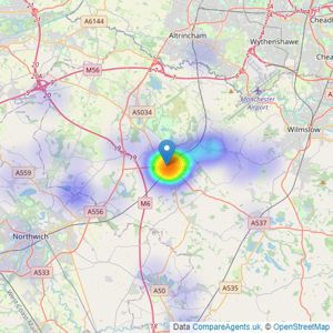 Wright Marshall Estate Agents - Knutsford listings heatmap