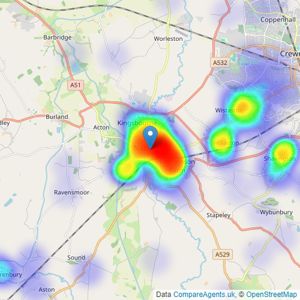 Wright Marshall Estate Agents - Nantwich listings heatmap