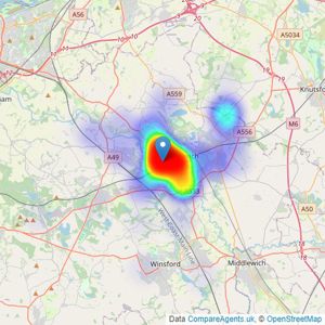 Wright Marshall Estate Agents - Northwich listings heatmap