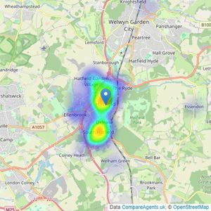 Wrights of Hatfield - Hatfield listings heatmap