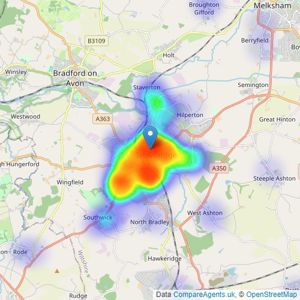 Wrights Residential - Trowbridge listings heatmap