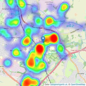 Xact Homes - Solihull listings heatmap