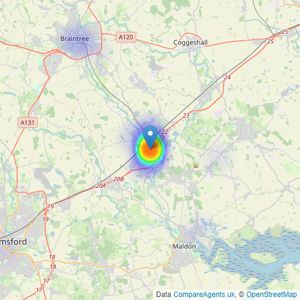 Yaxley Homes - Witham listings heatmap