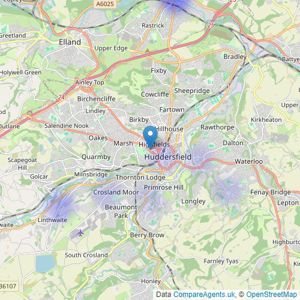 Yellow Brick Yellow Brick Road Estate Agents - Huddersfield listings heatmap