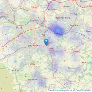 Yorkshire's Finest - Huddersfield listings heatmap