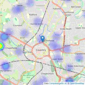 Your Dream Pad - Covering Coventry listings heatmap