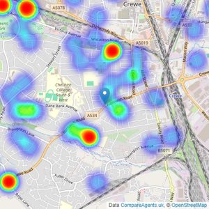 YOUR MOVE Andrew Nicholson - Crewe listings heatmap