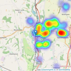 YOUR MOVE - Attenborough & Co - Belper listings heatmap