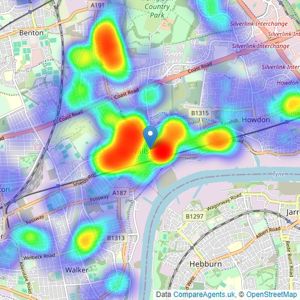 YOUR MOVE Chris Stonock - Wallsend listings heatmap