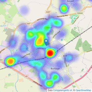 Your Move - Hinckley listings heatmap