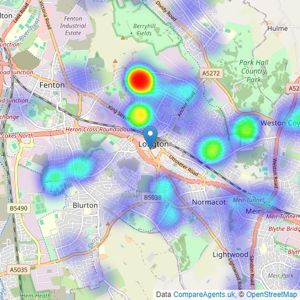 Your Move - Longton listings heatmap