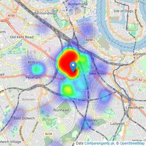 Your Move - New Cross listings heatmap