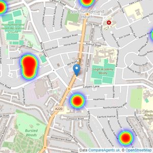 Your Move - Northumberland Heath listings heatmap