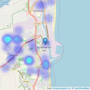 YOUR MOVE Oliver James - Gorleston listings heatmap