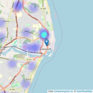 YOUR MOVE Oliver James - Lowestoft listings heatmap