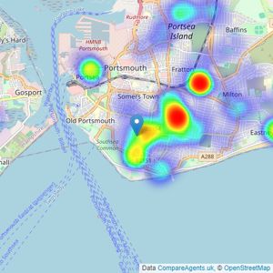 Your Move Sales - Southsea listings heatmap